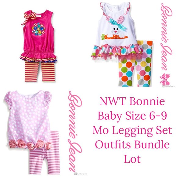 Bonnie Baby Girl Legging Set Summer Outfit Clothes Lot NWT 6-9 Mo NWT - Picture 1 of 12